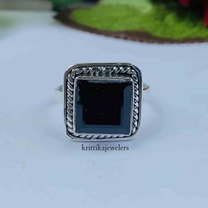 Anillo hecho a mano de Plata de Ley 925 superventas, piedra preciosa de ónix negro Natural, ajuste de bisel de diamante, joyería fina para mujer - Product Image 1