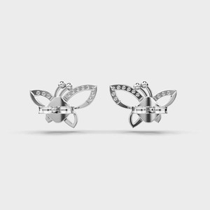 IGI Certified Lab Grown Diamond Butterfly Stud <b>Earrings</b> Solid 925 Sterling Silver Designer Pave Wing <b>Earrings</b> - Product Image 4