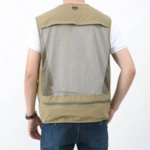 Chaleco Cargo de verano para hombre, transpirable, de Color sólido, informal, con múltiples bolsillos, para deportes al aire libre, chaleco con cuello en V, chaleco fino suelto, chaleco personalizado - Product Image 5