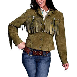 Precio de calidad, calidad superior, diseño personalizado, talla adulta, chaqueta con flecos para mujer, chaqueta occidental, chaqueta de cuero para mujer - Product Image 1