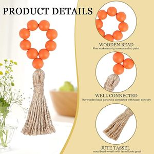 Anneaux de serviette en perles de bois de ferme avec perles en bois et élastiques Ajoutez une touche élégante à votre table à manger - Product Image 3