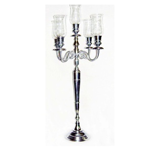 Chimenea de vidrio Mesa de metal Huracanes Portavelas de vidrio Acabado en níquel en uso de tarifa al por mayor para la decoración del hogar y el hotel - Product Image 3