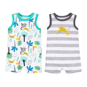 Combinaisons à rayures grises pour bébés garçons en gros, fermeture à pression sans nickel, taille OEM, impression, fabricant d'usine - Product Image 1