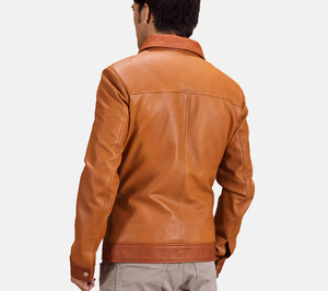 Chaqueta de cuero genuino de piel de vaca original hecha a medida Chaquetas de cuero genuino de hombre de aspecto elegante Chaqueta estilo motorista - Product Image 2