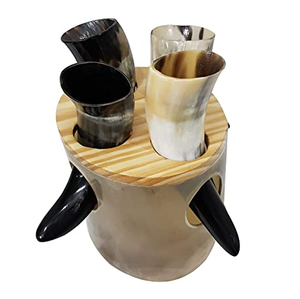 Ensemble de corne à boire en verre écologique personnalisable de Style Viking support de corne de boeuf de vache de qualité pour verre à liqueur à vin ou à bière - Product Image 3