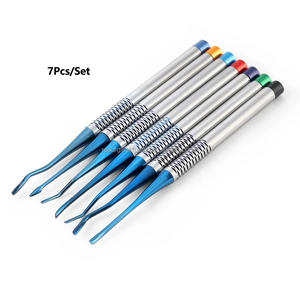 Kit de extracción Dental Manual de acero inoxidable de 7 Uds. Juego de instrumentos de implante de periotomo elevador de raíz para cirugía Oral - Product Image 1