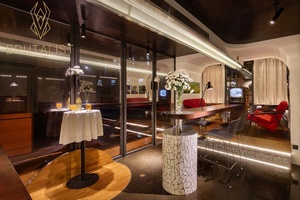 Comptoir de café à double réception de style professionnel personnalisé avec éclairage LED pour cafés et espaces de vente au détail - Product Image 6