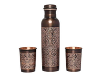 Botella de Agua de Cobre Hecha a Mano Clásica de 1000 ml, Reutilizable, Ecológica, Única, Moderna, de Diseño Personalizado, Última Decoración para Adultos