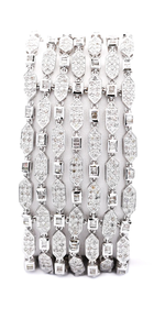 Round & <b>Baguette</b> Cut Moissanite Diamond Cuban Link <b>Bracelet</b> for Wedding Gift For Women's Fashion Jewelry 925 Sterling Silver - Product Image 4