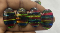 Opale noire de qualité supérieure AAA+ - Cabochon poli à la main - Double opale pour la fabrication de bijoux - Pierre précieuse noire Aural en vrac