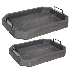 Plateau de service Offre Spéciale en bois de manguier fait à la main avec un design personnalisé élégant pour une utilisation de restauration d'hôtel Restaurant à prix économique - Product Image 5