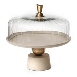 Support à gâteau en métal et bois aspect naturel, dôme en verre, plateau de présentation pour fête de mariage anniversaire désert, assiette à beurre, service à gâteaux - Product Image 4