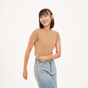 Babytee เสื้อยืดครอปทรงสลิมฟิตของผู้หญิง, เสื้อยืดคอกลมแขนสั้น Y2K ถักระบายอากาศได้ดีพิมพ์ลาย - Product Image 5