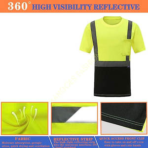 Camisetas de Trabajo Impermeables de Secado Rápido ANSI Clase 1 al por Mayor, Reflectantes de Alta Visibilidad, con Logotipo Personalizable, Hechas de Algodón y Poliéster - Product Image 2