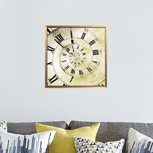 Tableau sur toile imprimé moderne : Design graphique d'horloge vintage pour la décoration intérieure, encadré or - Product Image 1