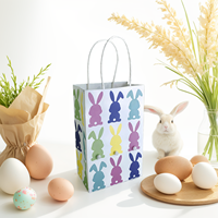 ET01 Sacs cadeaux en papier de dessin animé Joyeuses Pâques Sacs d'emballage de lapin mignon Sac en papier pour bonbons