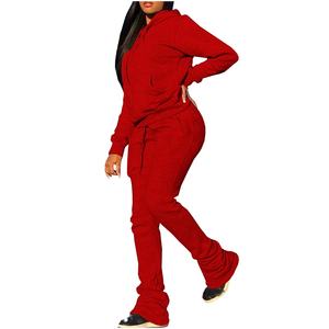 OEM/ODM Custom Logo Tracksuit for <b>Women</b> Plain <b>Fleece</b> Hoodie and <b>Jogger</b> Pants Set Hooded Collar Custom Blank Supplier - Product Image 5