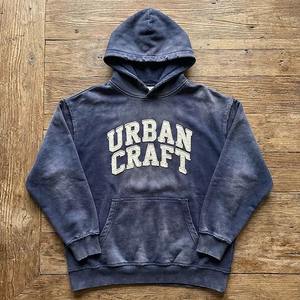 Sudadera con Capucha Unisex de Invierno, 100% Algodón, Estilo Francés, Holgada, con Logotipo Bordado, Lavado Ácido, Desgastada, Rota, Estilo Urbano - Product Image 1