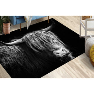 Alfombra con Estampado Natural - Diseño de Toro Salvaje para Salón, Cocina y Otras Áreas, con Pelo Suave - Product Image 3