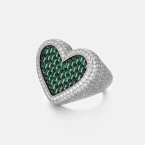 Anillo de Moissanita Estilo Hip Hop, Plateado, DEF 0.5 Quilates, Engaste de Garras, Venta al Por Mayor - Product Image 2