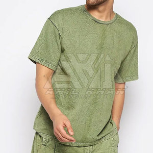 Camiseta Extra Grande de Color Sólido para Hombre, Lavado Ácido, Nuevo Diseño, Poliéster/Algodón de Alta Calidad, Transpirable y de Secado Rápido - Product Image 2