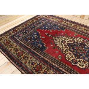 Tapis vintage surdimensionné 7,7x13,8 pieds, tapis turc en laine rouge et bleu à pois - Product Image 4