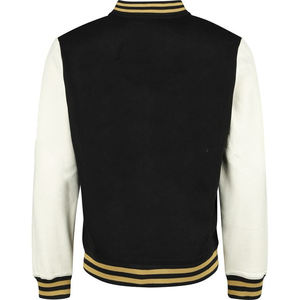 2025 logotipo personalizado mangas de cuero negro pareja universidad béisbol hombres chaqueta azul claro Varsity chaqueta - Product Image 3