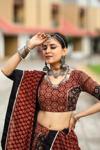 Qualité d'exportation indienne Evergreen pur coton Lehenga Choli & Dupatta Plain and Printed Work Exportateur et fournisseur mondiaux - Product Image 2