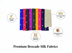 Tela Brocada de Seda Jacquard Ecológica con Motivos Zari, 44 Pulgadas de Ancho, para Blusas, Lehengas, Kurtis, Vestidos, Ropa Festiva, Cojines y Manualidades - Product Image 2