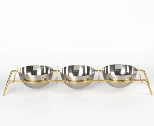 Biodegradable Chocolate Serving <b>Bowl</b> Table Top Metal with <b>Wooden</b> Ball Base for Christmas Nuts <b>Fruits</b> Other Snacks - Product Image 5