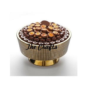 Bol à chocolat en bois et métal poli de haute qualité, design islamique, forme ronde, bol à collations en acier inoxydable écologique - Product Image 4