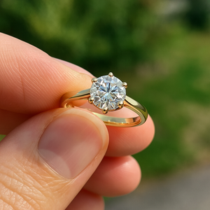 Bague de fiançailles solitaire à six griffes en or blanc 14 carats avec diamant rond pour femme, diamant de laboratoire certifié IGI, vente en gros - Product Image 2