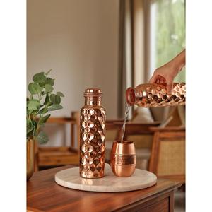Luxury Copper Water <b>Bottle</b> <b>with</b> <b>Glass</b> Natural Water Purification for Hotel Home & Corporate Gifting Use Available for Wholesale - Product Image 1
