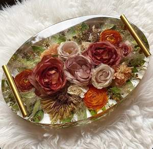 Handmade decorative resin <b>tray</b> perfect for serving snacks drinks desserts <b>jewelry</b> storage gifting and home decor - Product Image 3