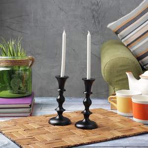 Latest 3-Piece Tabletop Centerpiece Decoration <b>Black</b> Coated Metal <b>Candle</b> Holder Stand Set Multi-Purpose Use Glass Material - Product Image 5