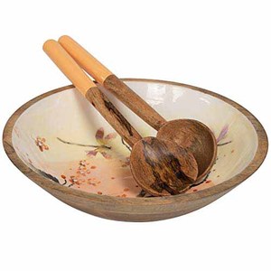 Bol de serveur de nourriture portable de style moderne Vaisselle de maison et d'hôtel Décoration Salade de légumes Servir et mélanger Bol en bois - Product Image 6
