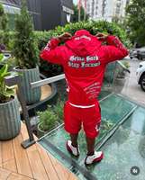 Streetwear Hip Hop Woven Sweatsuit 2 Pièces Zip Hoodie et 100% Polyester Shorts Y2K Fashion Survêtement pour Homme