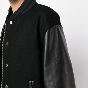 Men's Varsity Letterman Bomber Jacket Wool Canvas Stand Collar Customizable Design Wholesale High Quality - Product Image 5