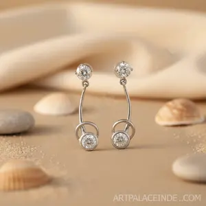 Boucles d'oreilles pendantes en argent plaqué or pour femmes avec zircone cubique, diamant, perle, bijoux élégants pour mariages, fêtes, cadeaux - Product Image 2