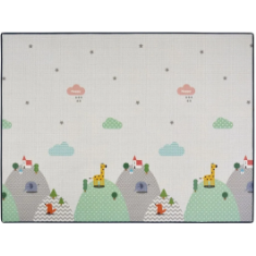 Tapis de jeu double face 160x140x1 cm XPE pour bébé-Mousse imperméable non toxique enroulable avec nuages Montagnes Numéro Route Conception colorée - Product Image 1