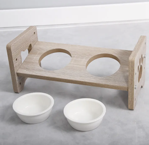 Support de bol en bois pour animaux de compagnie à forte demande Bol de nourriture pour chien en bois massif Ustensiles de nourriture pour chiens en bois d'Inde - Product Image 3