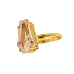 Belle bague en quartz Morganite en forme de cercueil en argent sterling 925 faite à la main Bague à griffes plaquée or 18 carats Bijoux fins - Product Image 6