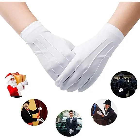 Logotipo personalizado 100% Algodón Joyería Premium Marching Band Guantes de algodón blanco Guantes DE TRABAJO Guantes ceremoniales