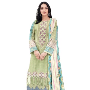 Vestido de patrón sólido informal para mujer más vendido 100% Pure Lawn Shalwar Kameez con Dupatta Eco-Friendly OEM ODM Diseño lavable - Product Image 1