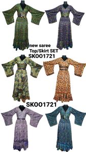 Nueva moda de gama alta nueva falda a juego de Sari/conjunto superior transpirable, Conjunto de Coordinación suave para mujer - Product Image 2