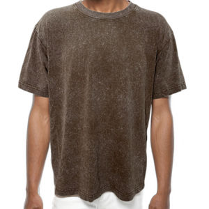 Venta al por mayor ácido lavado camiseta hombres Streetwear negro en blanco Vintage camisetas desgastadas de gran tamaño ácido lavado camisetas OEM personalizado - Product Image 2