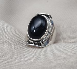 Anillo de ónix negro de Plata de Ley 925, cabujón ovalado, joyería de piedras preciosas naturales hecha a mano Vintage, venta al por mayor - Product Image 2