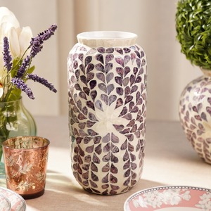 Florero con incrustaciones de nácar de tendencia, jarrones de concha de perla elegantes hechos a mano para centro de mesa de habitación - Product Image 3