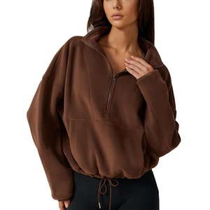 Pulls et sweats à capuche surdimensionnés personnalisés 2026 pour femme, avec demi-zip ou quart-zip, en polaire pour l'hiver - Product Image 2