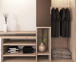 Enbl ตู้เสื้อผ้าประตูกระจกแบบโมเดิร์นสำหรับห้องนอนตู้เสื้อผ้าไม้โอ๊คแท้ MDF ตู้เก็บของในตู้เสื้อผ้า - Product Image 3